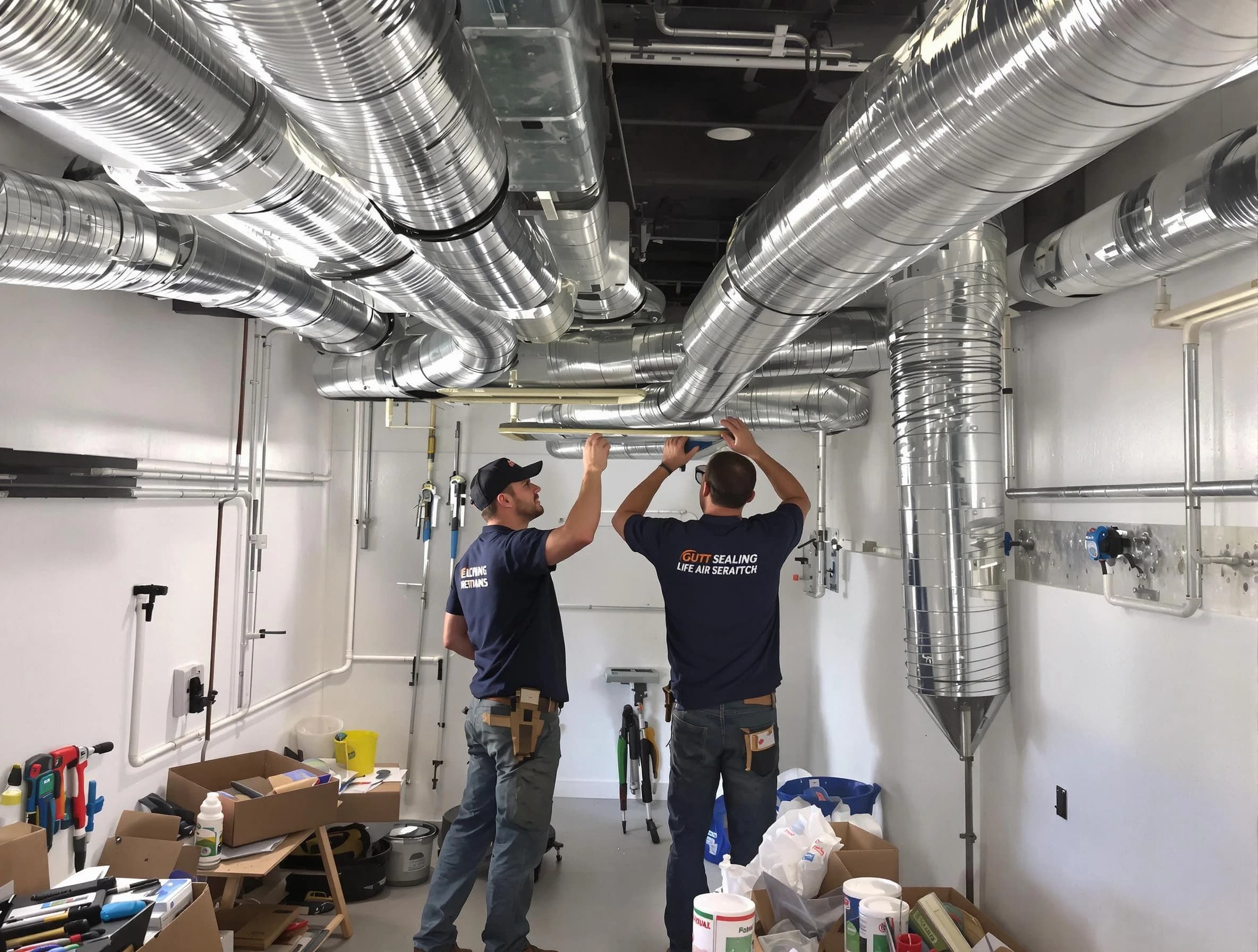 Trussville Air Duct Cleaning technician applying professional duct sealing solutions in Trussville