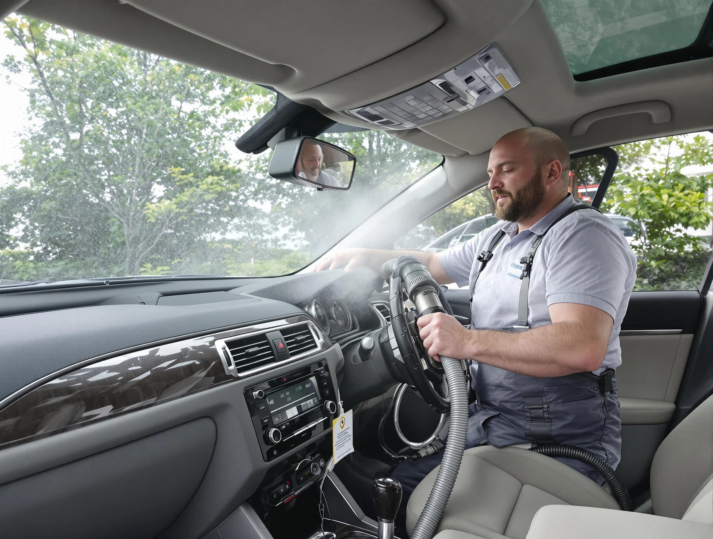 Trussville Air Duct Cleaning specialist performing professional car duct cleaning in Trussville