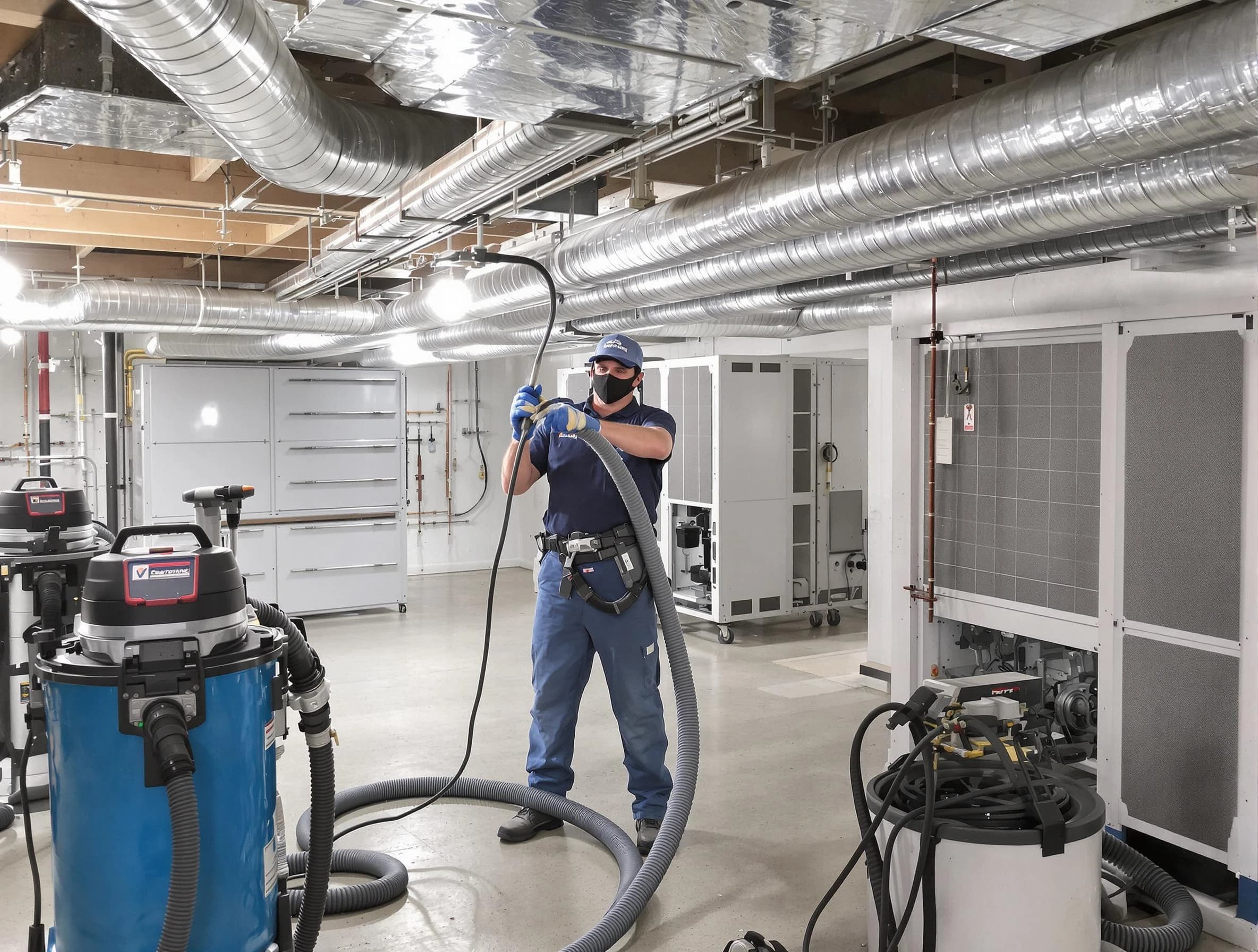 Trussville Air Duct Cleaning specialist performing thorough central air duct cleaning for improved system efficiency in Trussville