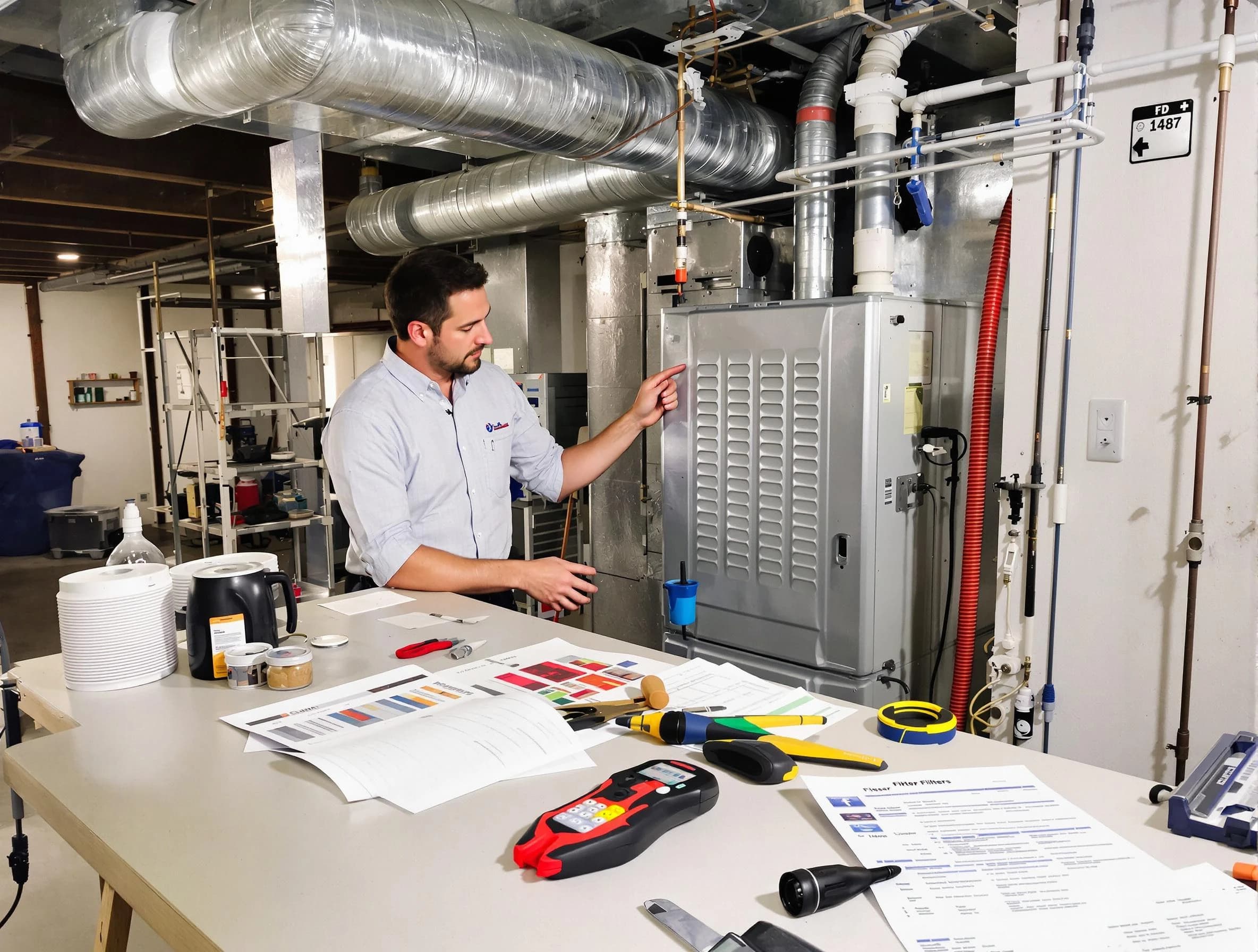 Trussville Air Duct Cleaning inspector conducting detailed filter system evaluation using professional diagnostic tools in Trussville