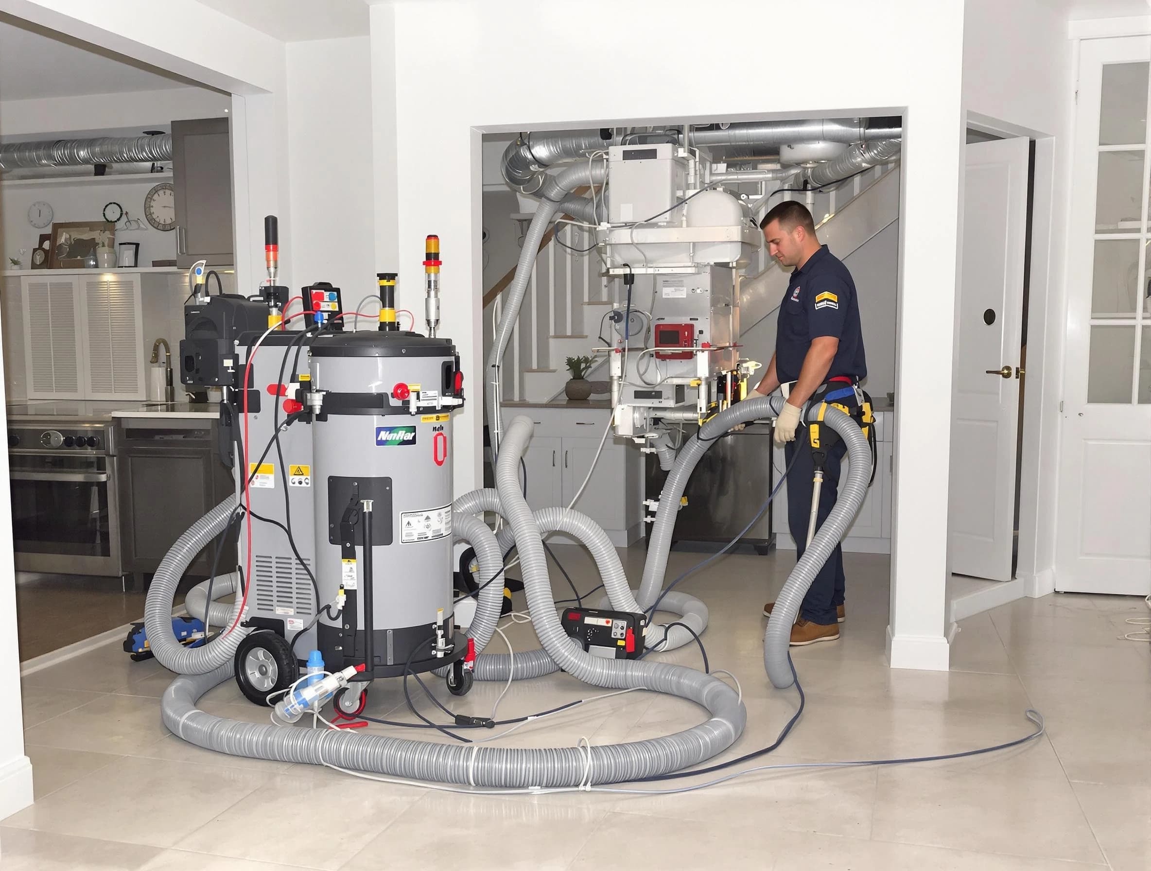 Trussville Air Duct Cleaning technician operating negative pressure cleaning equipment for thorough duct maintenance in Trussville