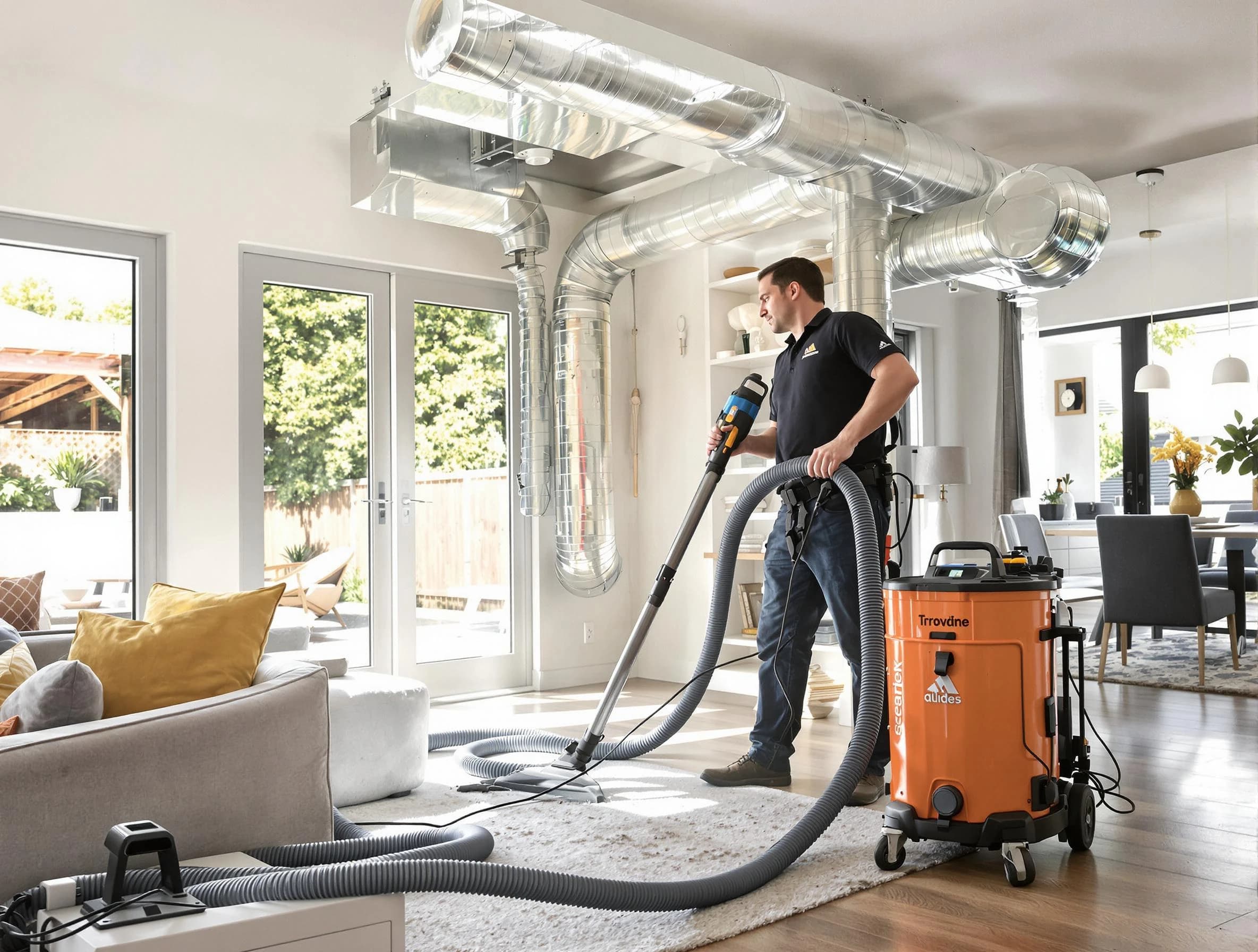 Trussville Air Duct Cleaning specialist performing thorough residential duct cleaning using advanced equipment in Trussville