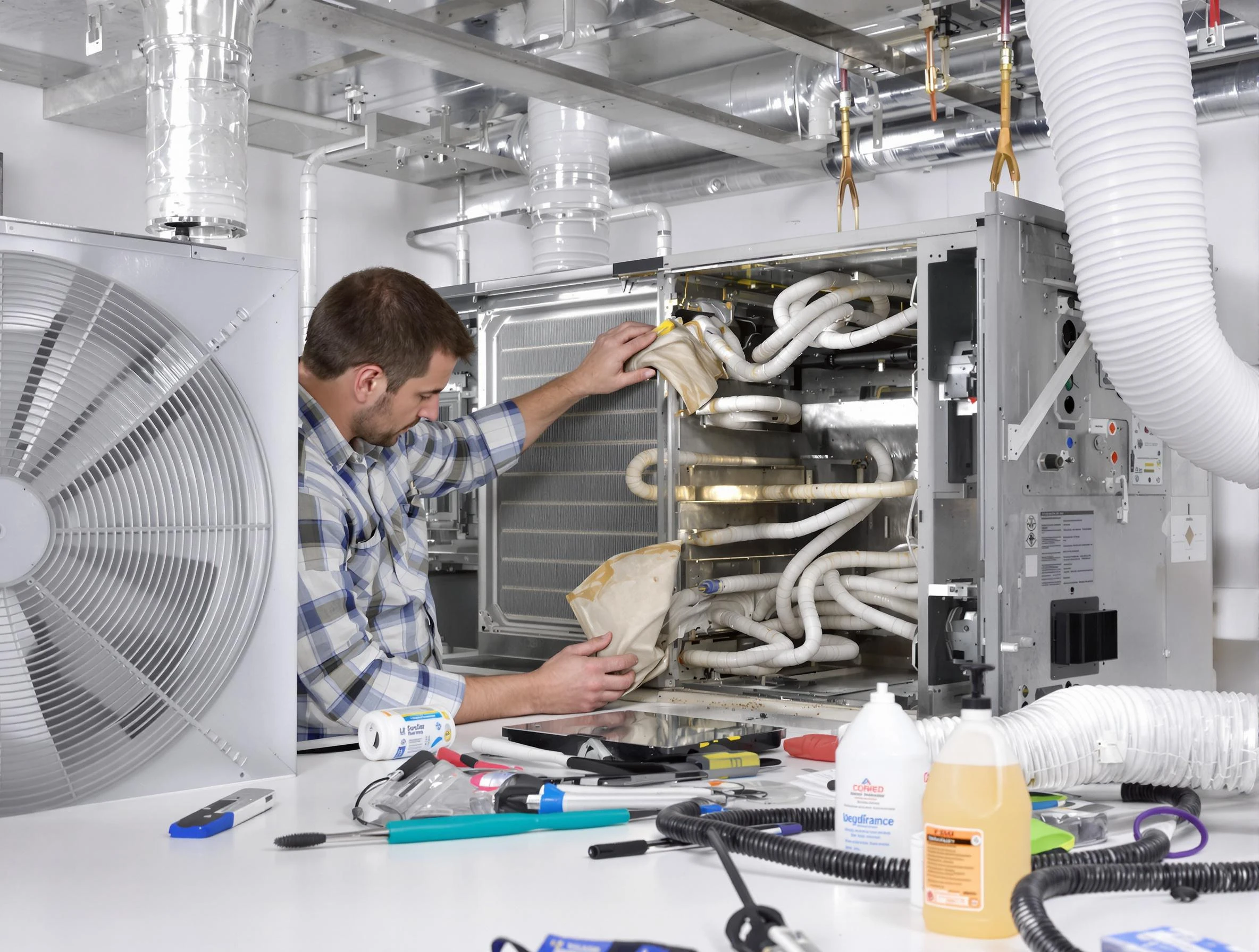 Trussville Air Duct Cleaning specialist performing precision AC coil cleaning in Trussville