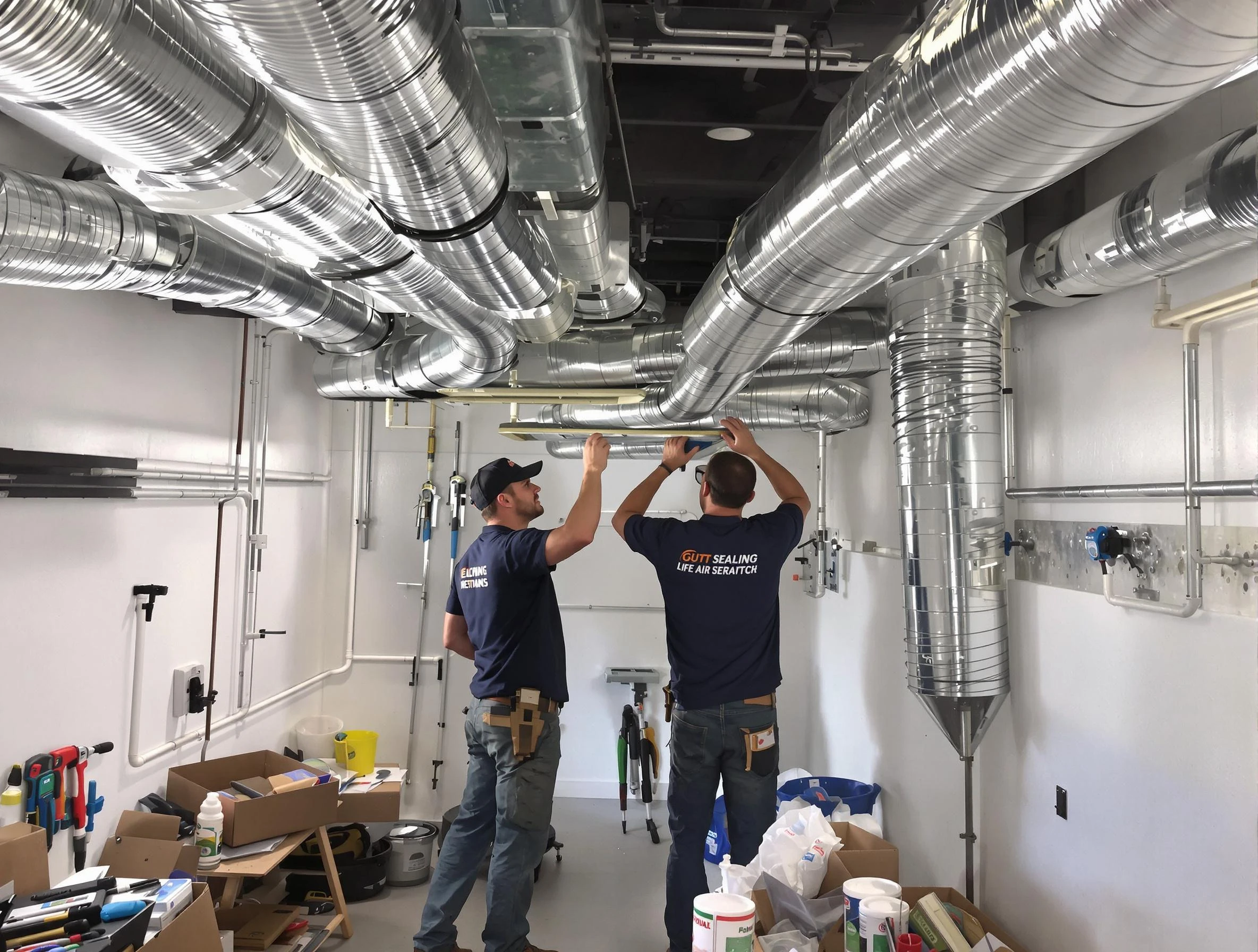 Trussville Air Duct Cleaning technician applying professional duct sealing solutions in Trussville